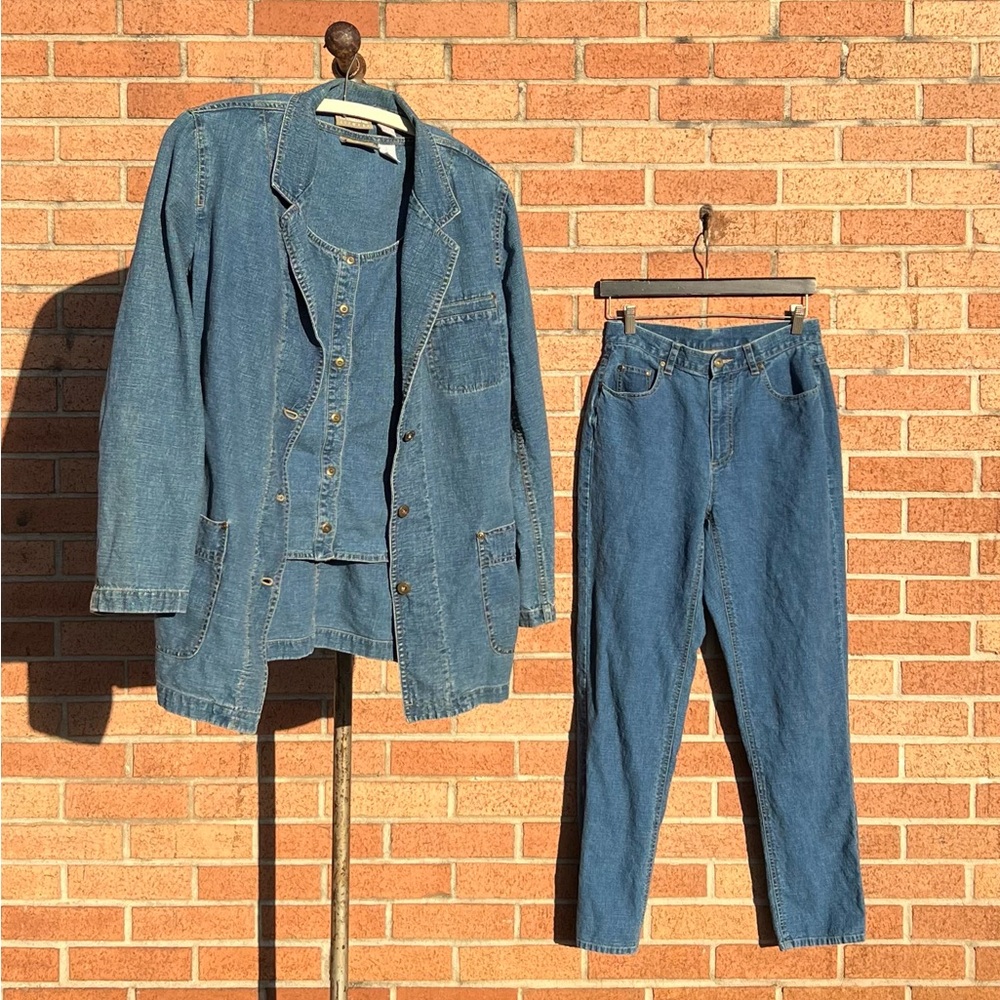 Liz Claiborne Blue Denim Pants & Jacket Set